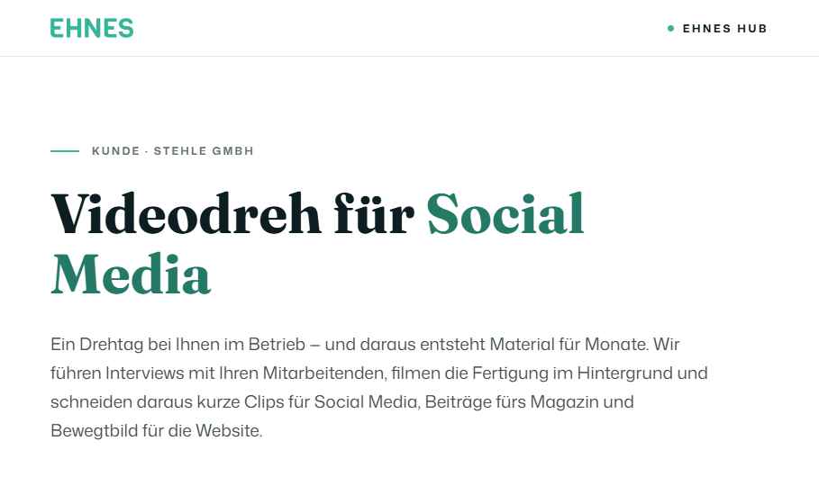 Vorschau der Seite Videodreh & Social Media
